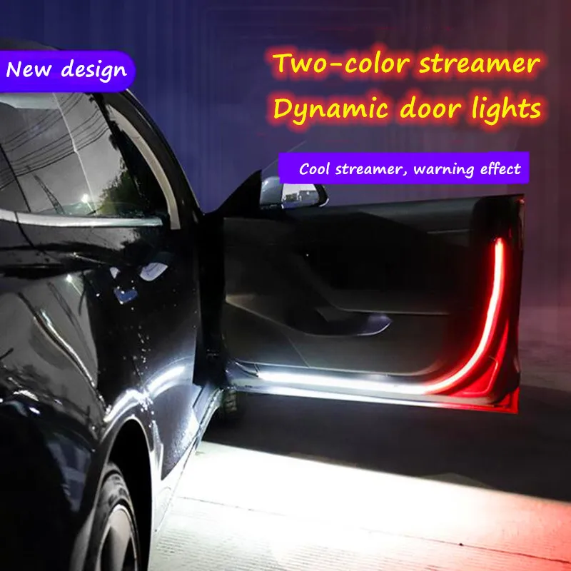 

2x Lighting strip 144 LEDs Car Door Opening Warning Lights Silicone design Strobe Flashing Anti Rear-end Collision Safety Lamps