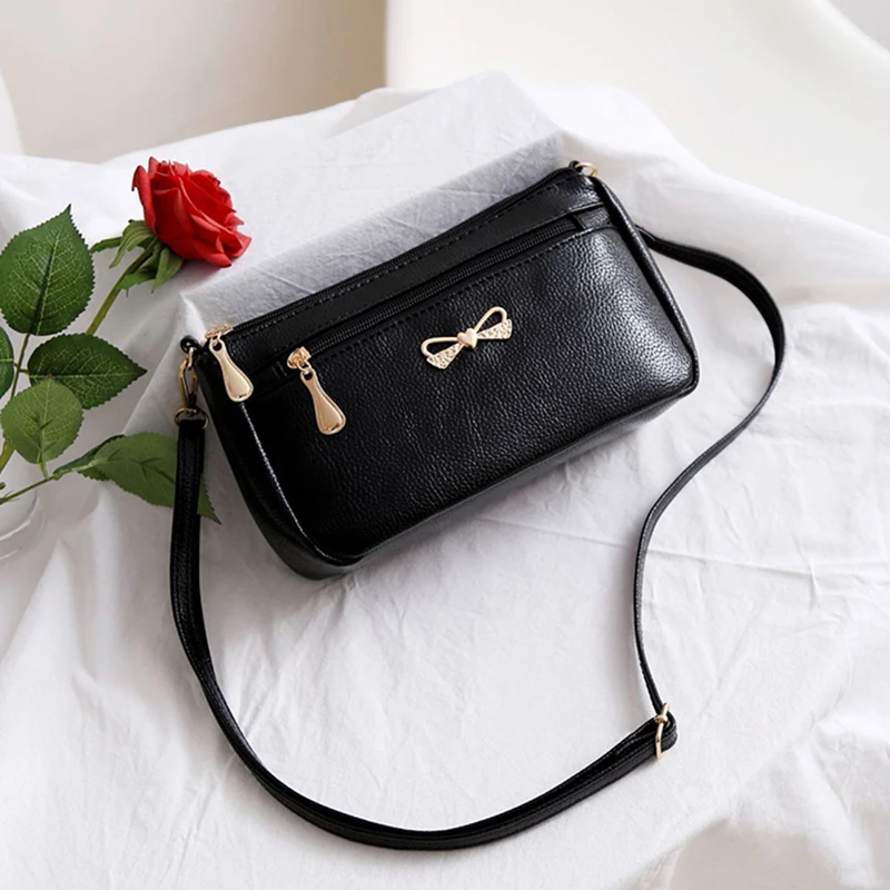 New Arrivals Women Shoulder Crossbody Bags Purse Bowknot PU Leather Messenger Handbags Small Phone Pocket for mama