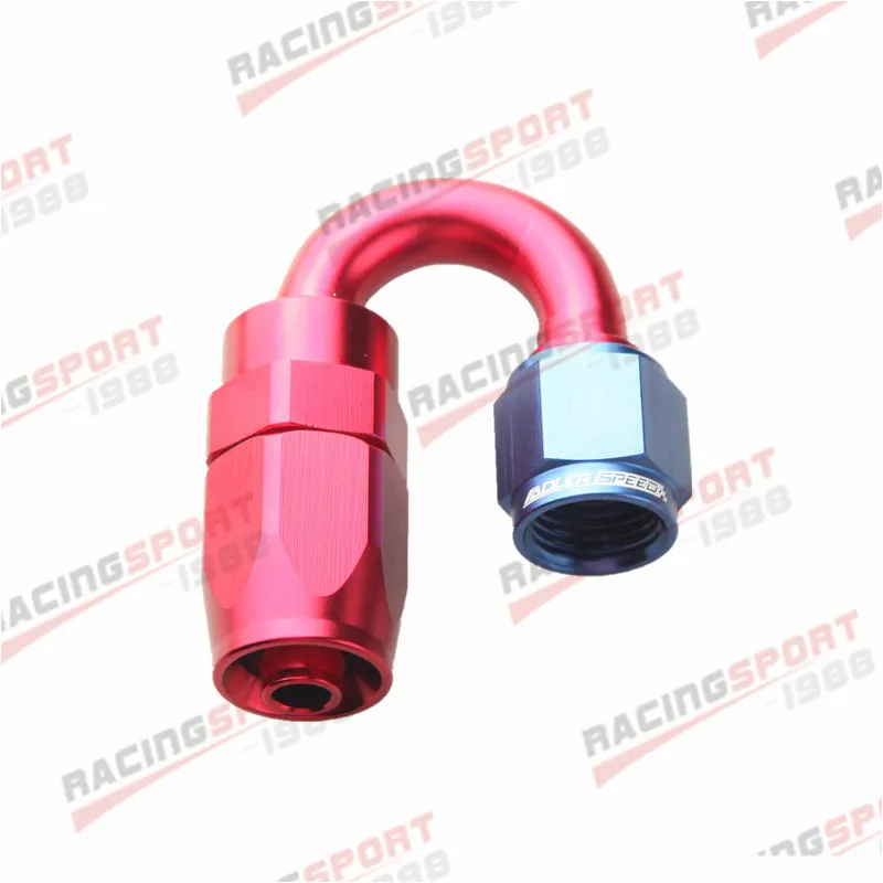 Universal 180 Degree AN4 AN-4 Swivel Oil Line Hose End Fitting Aluminum Red/Blue