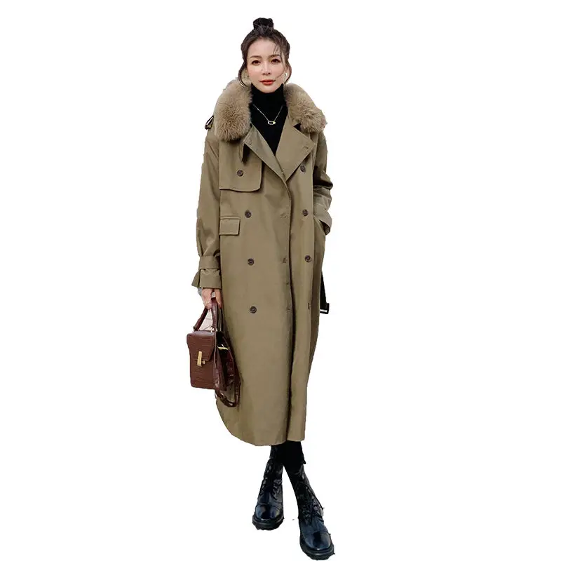 Thicken Parker Windbreaker Winter Jacket & Coat Women Korean Cotton Padded Outerwear Long Loose Wool Liner Overcoat Abrigo y1162