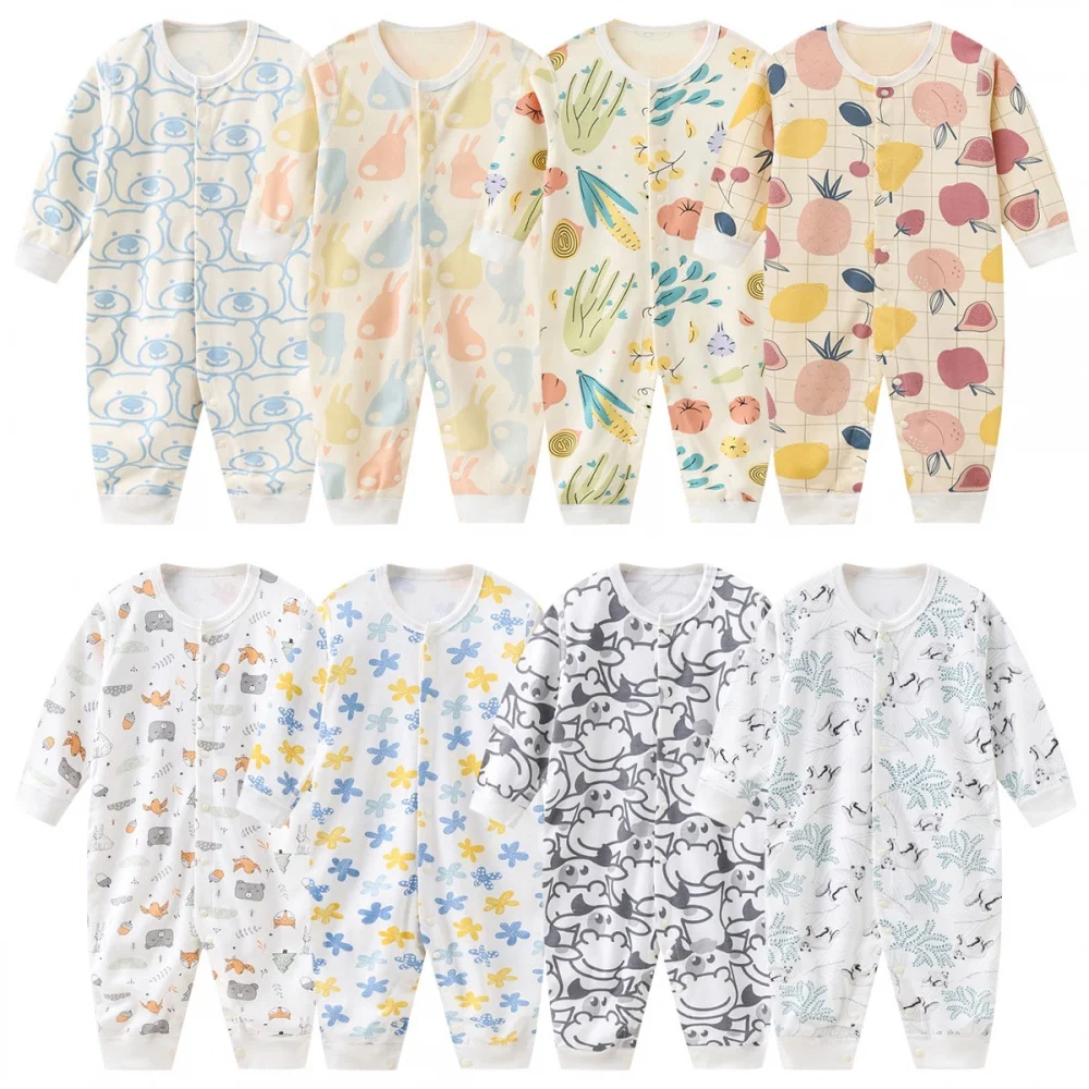 Unisex Cotton Baby Onesies Newborn 0-24M Boy Girl Boy Clothes Print Pajamas Romper Cartoon Long Sleeve Ropa Bebe