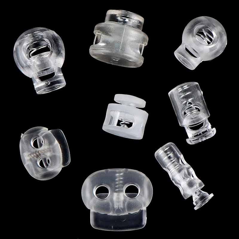 10pcs Transparent Cord Lock Plastic Stopper Cord Ends Toggles Clip Buckle Frost Shoelace Sportswear DIY Bag Shoes Accessories