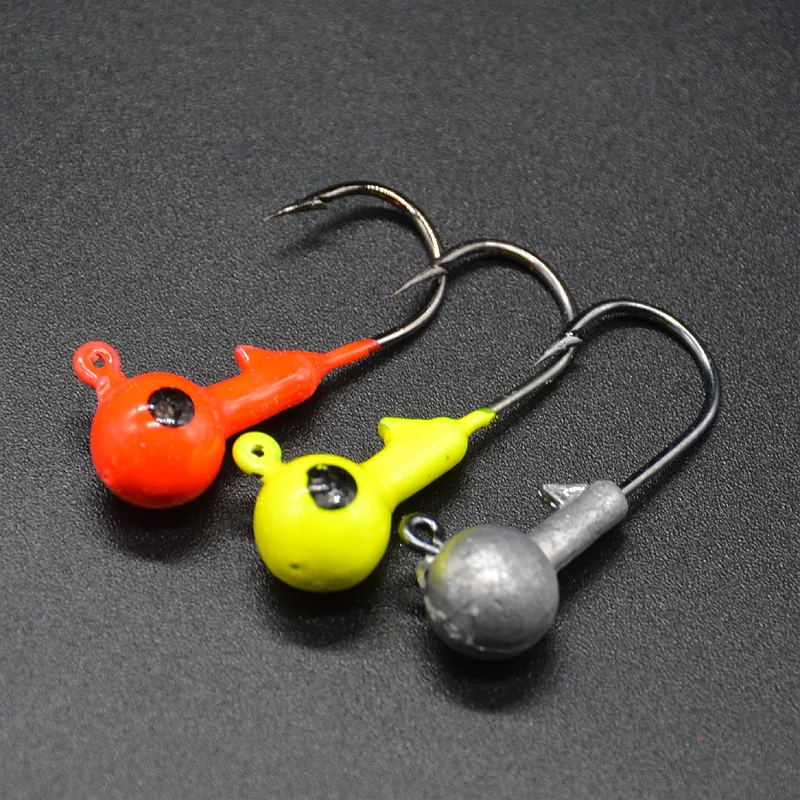 Angeln Jig Kopf Haken 1,7g-14g Bunte Jigs Weichen Wurm Köder Haken Rot Gelb Farbe Künstliche Köder leuchten Haken – Detail 7