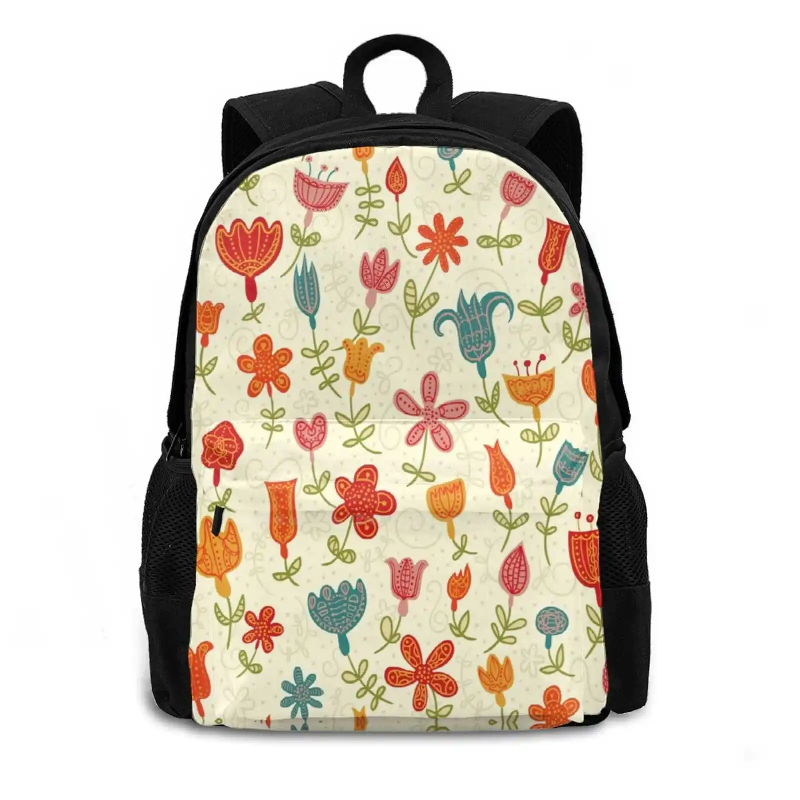 Pretty Abstract Floral Print Rucksack Knapsack Storage Bag Backpack Snow Flower Floral Garden Black And White Flower Botanical