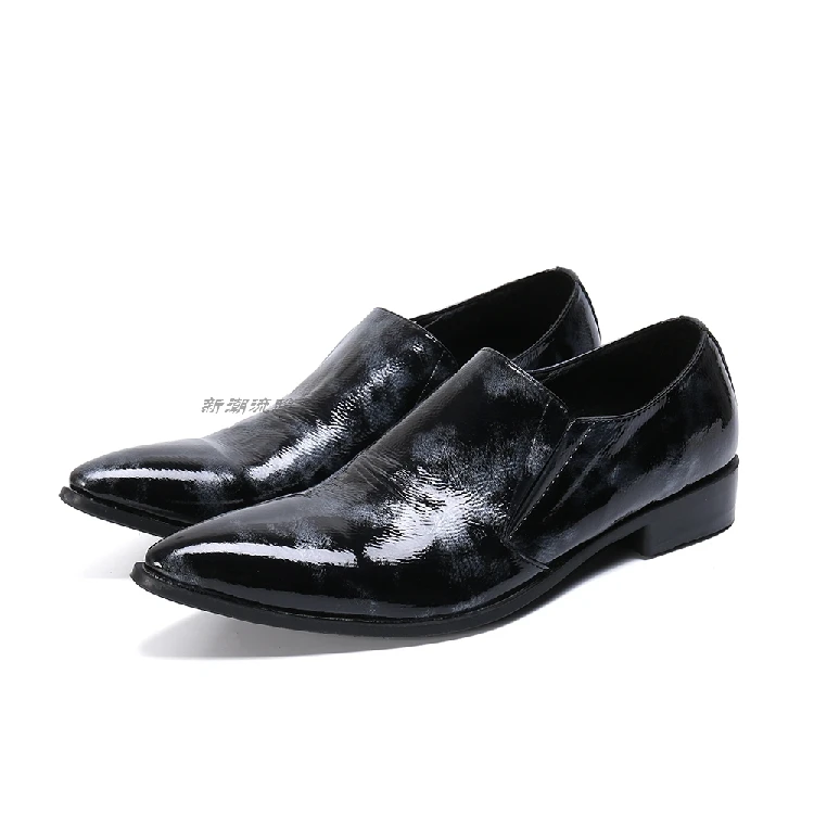 Sapato Social Masculino Mens Patent Leather Slip On Pointed Toe Shoes Formal Men Dress For Wedding Party Business Oxford Shoes