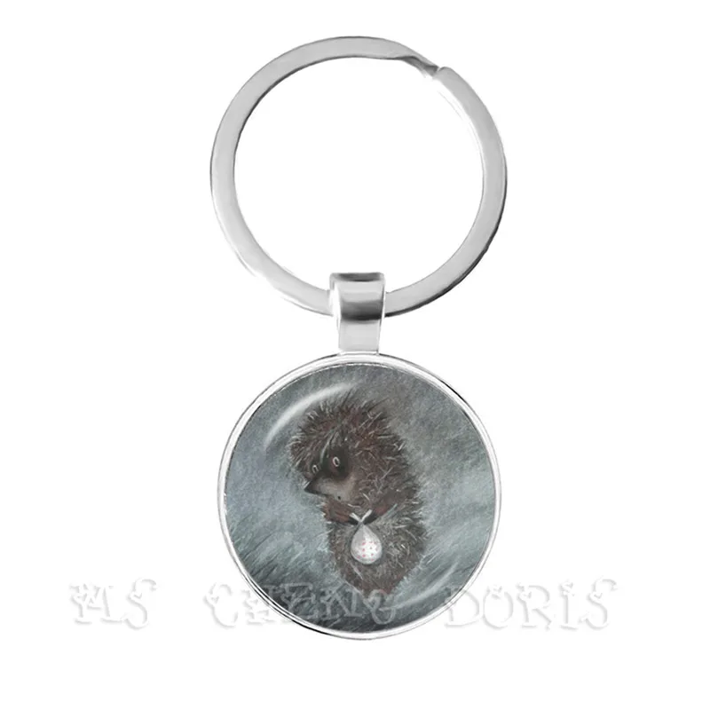 Little Hedgehog In The Fog Key Chains 25mm Glass Dome Keychain Yozhik v tumane Creative Jewelry For Women Men Kids Gift