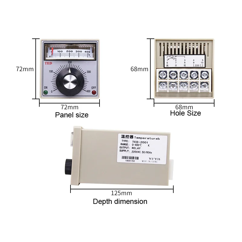 Electronic Temperature Control Instrument TED-2001 Pointer Display Regulator 220V380V 0-400℃