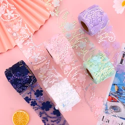 8CM 10CM 10 jardów 3D kwiat Glitter cekiny tkanina tiulowa w rolce Organza DIY Craft ślub urodziny Home artykuły do dekoracji na imprezę