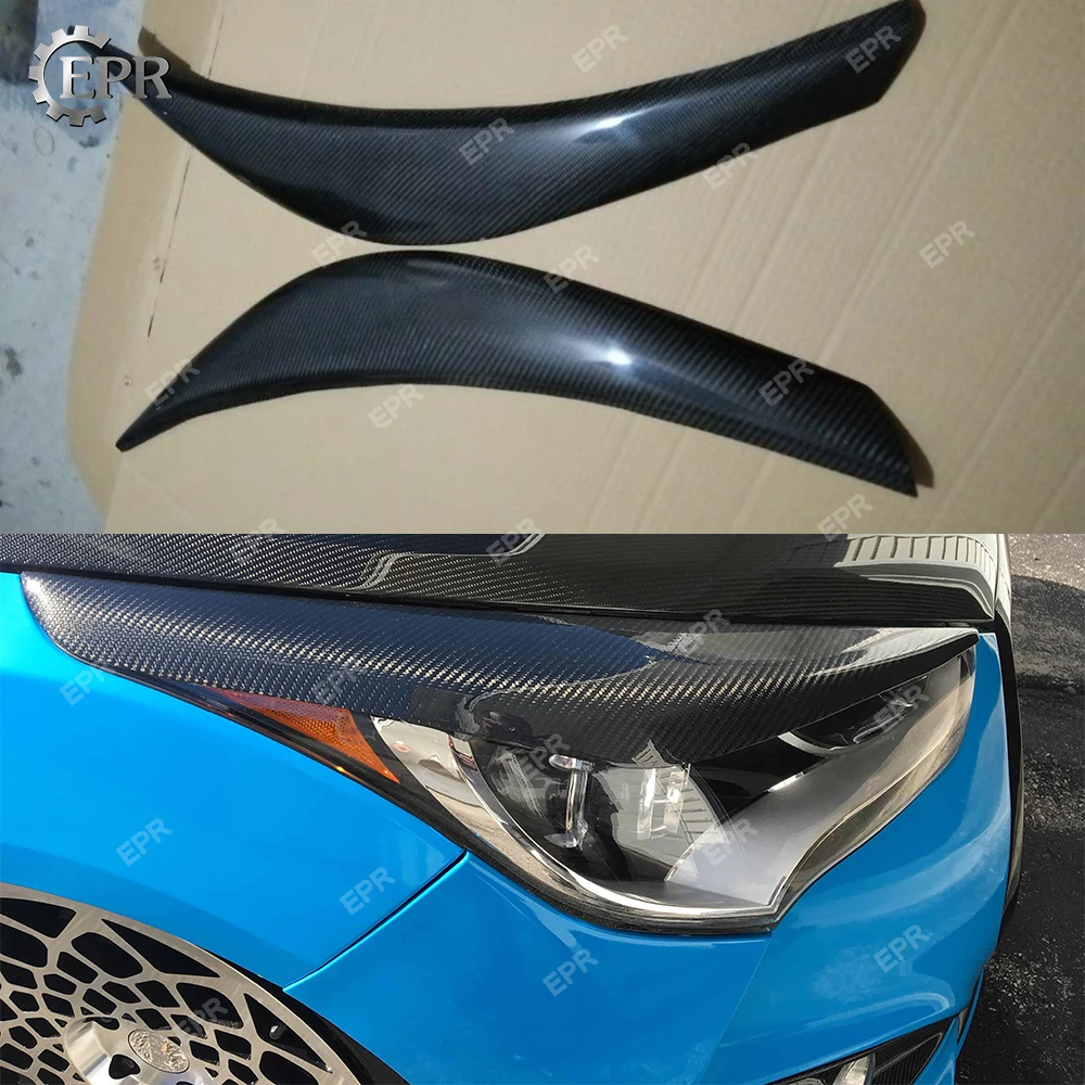 For Hyundai Veloster Lordpower Wide Body Headlight Eyebrow Body Kit Tuning Part Tirm Racing For Veloster Carbon Fiber Eyebrow