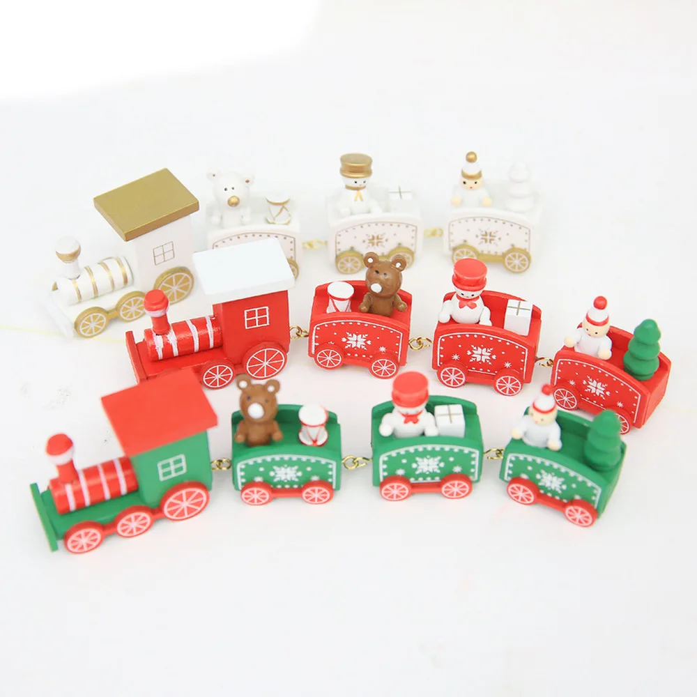 Christmas Decoration for Home 4 Knots Christmas Train Painted Wooden with Santa Kids Toys Ornament Navidad 2022 New Year Gift image 6