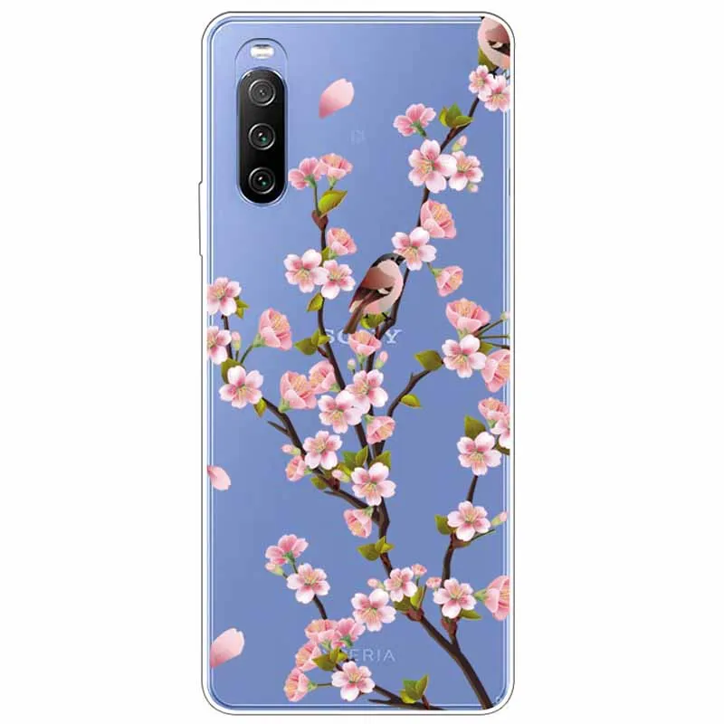 For Sony Xperia 10 III Case Clear Soft TPU Back Cover for Sony Xperia 10III Flower Cases Girl Silicone Transparent SO-52B SOG04