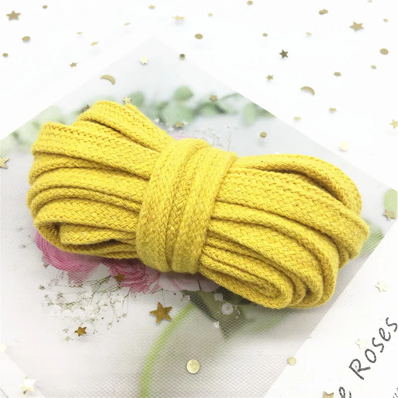 10mm Colorful Cotton Woven Rope Hollow Flat Twisted Cord Sportswear Belt Craft DIY Sewing Sash Rope Shoes Hat Decoration 5yards