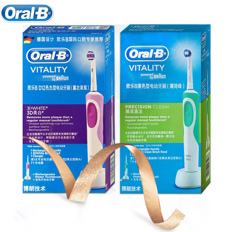 Oral B double nettoyage brosse à dents électrique Rotation Type Vibration brosse à dents Oral B Rechargeable avec 8 têtes de brosse + boîte de