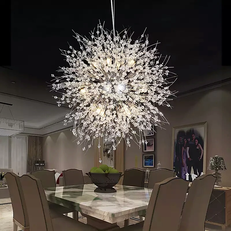 Modern creative personality living room bedroom LED crystal pendant lights clothing shop dandelion spherical pendant lamp