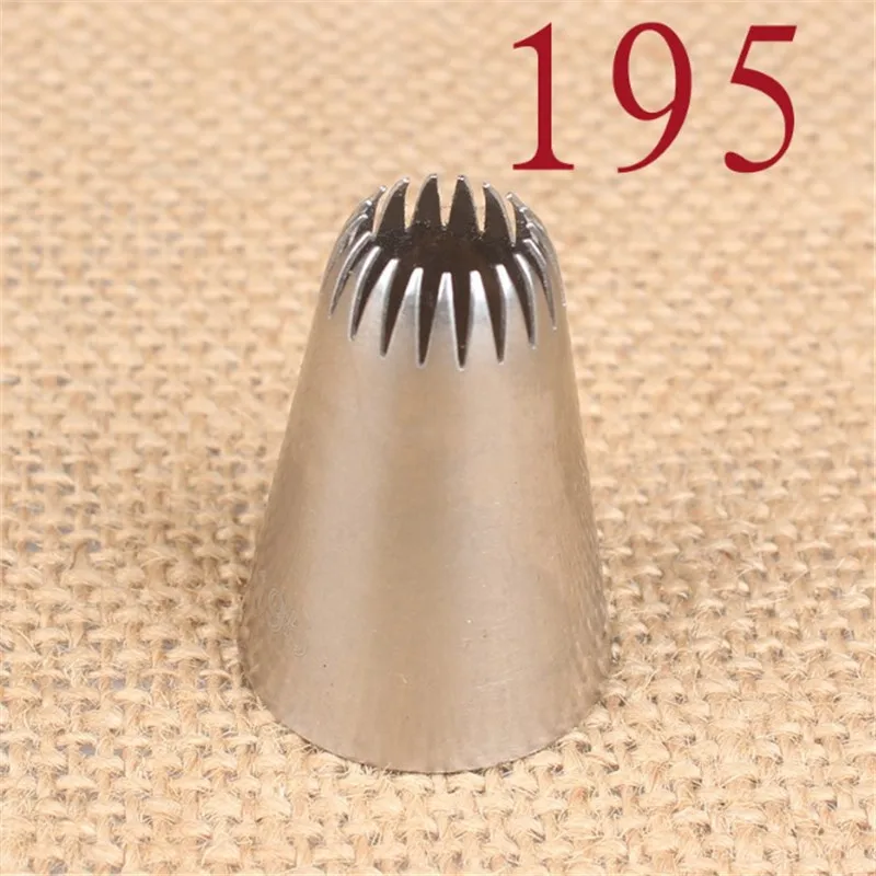 Douilles de glaçage en acier inoxydable, embouts en métal, outils de décoration de crème de gâteau et de strass de manière spectaculaire, #195
