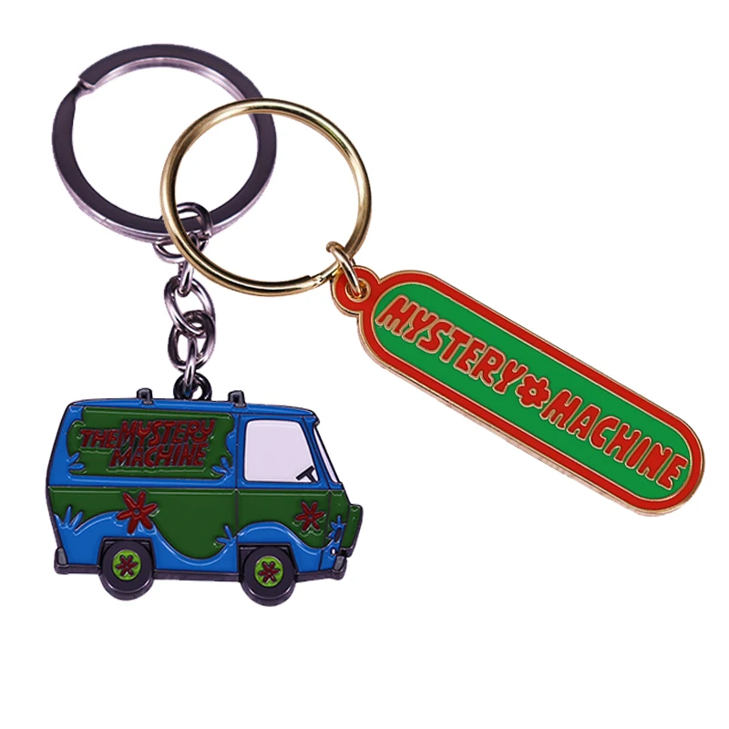 Mysterious Machine Metal Keychain Keychains VW Bus Keyring orange flowers green & blue panel Van