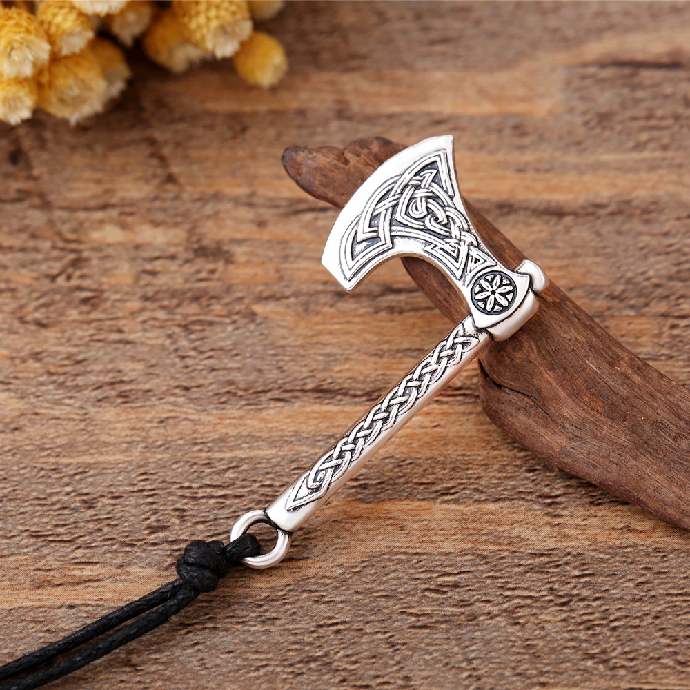 My Shape Viking Ax Axe Necklace for Men Norse Viking Runes Compass Flag Pendant Chain Vintage Amulet Jewelry Male Boy Gifts image 6