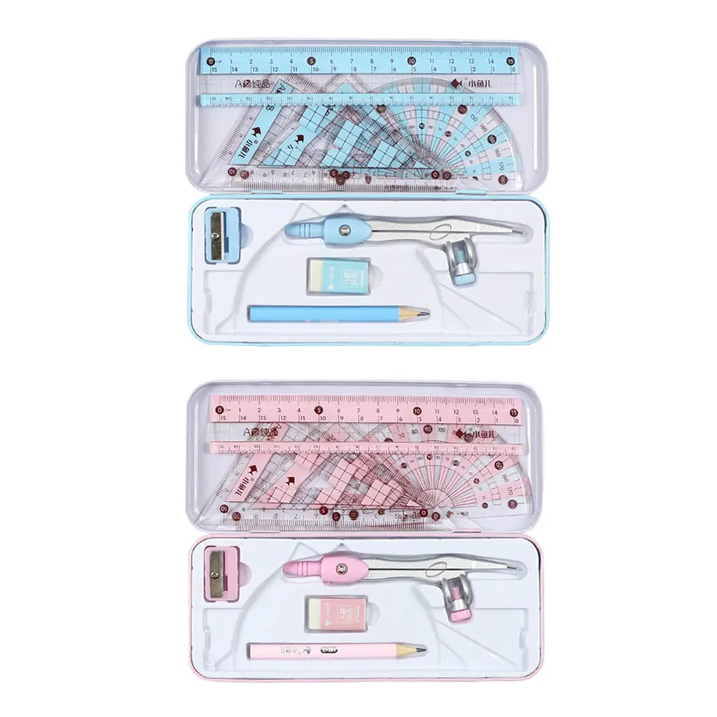 Kit de geometría de matemáticas, juego de 8 piezas de hierro para estudiantes, suministros de dibujo, estudiantes de escuela