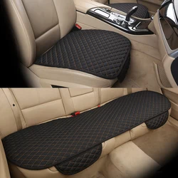 New Flax Car Seat Cover Cushion Universal Front/Rear Back Seat Cover Car Chair Breathable Line Protector Mat Pad With Pocket