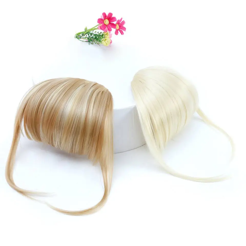 TALANG Clip In Hair Bangs Hairpiece Clip In Hair Extension Synthetic Hair Extension Blunt Bangs Fake Bangs For Women