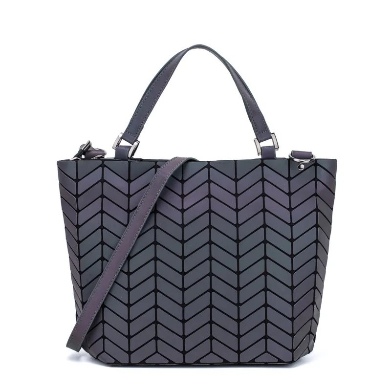 Luminous reflective Bag Geometric Tote Folding Shoulder Bags for women 2024 Plain Folding Handbags sac a main Female Bolsas