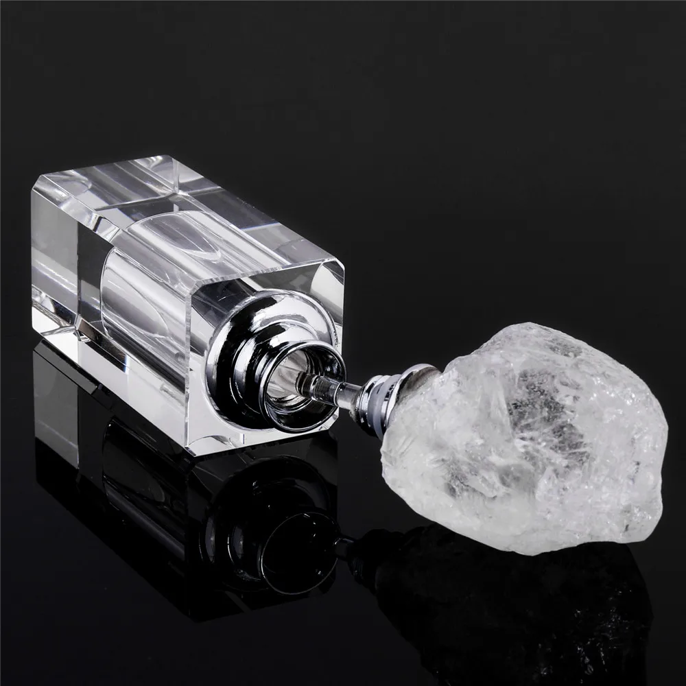 1pcs Natural Crystal White Quartz Perfume Essential Oil Smear Bottle With Natural Stone Home Decor