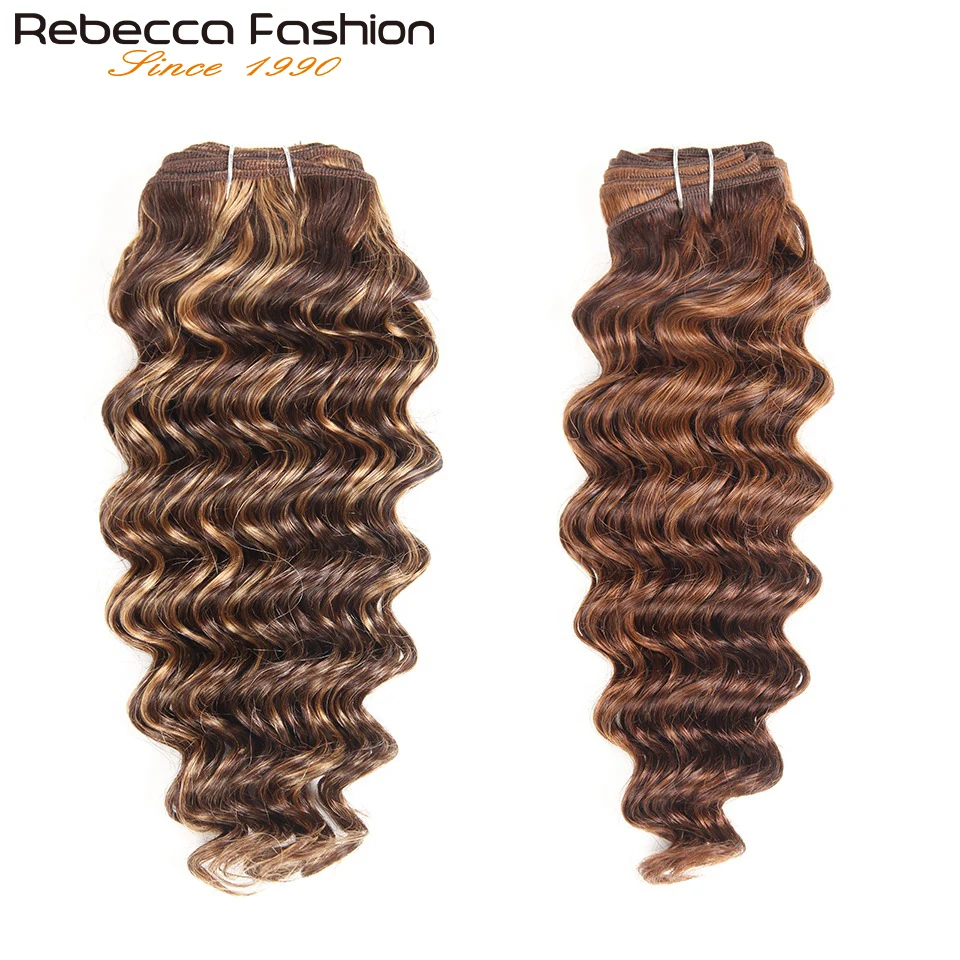 Rebecca Deep Wave Brazilian Hair Weave Bundles Remy 5 Colors Human Hair Bundles 100g Brown Blonde For Salon Hair Extensions