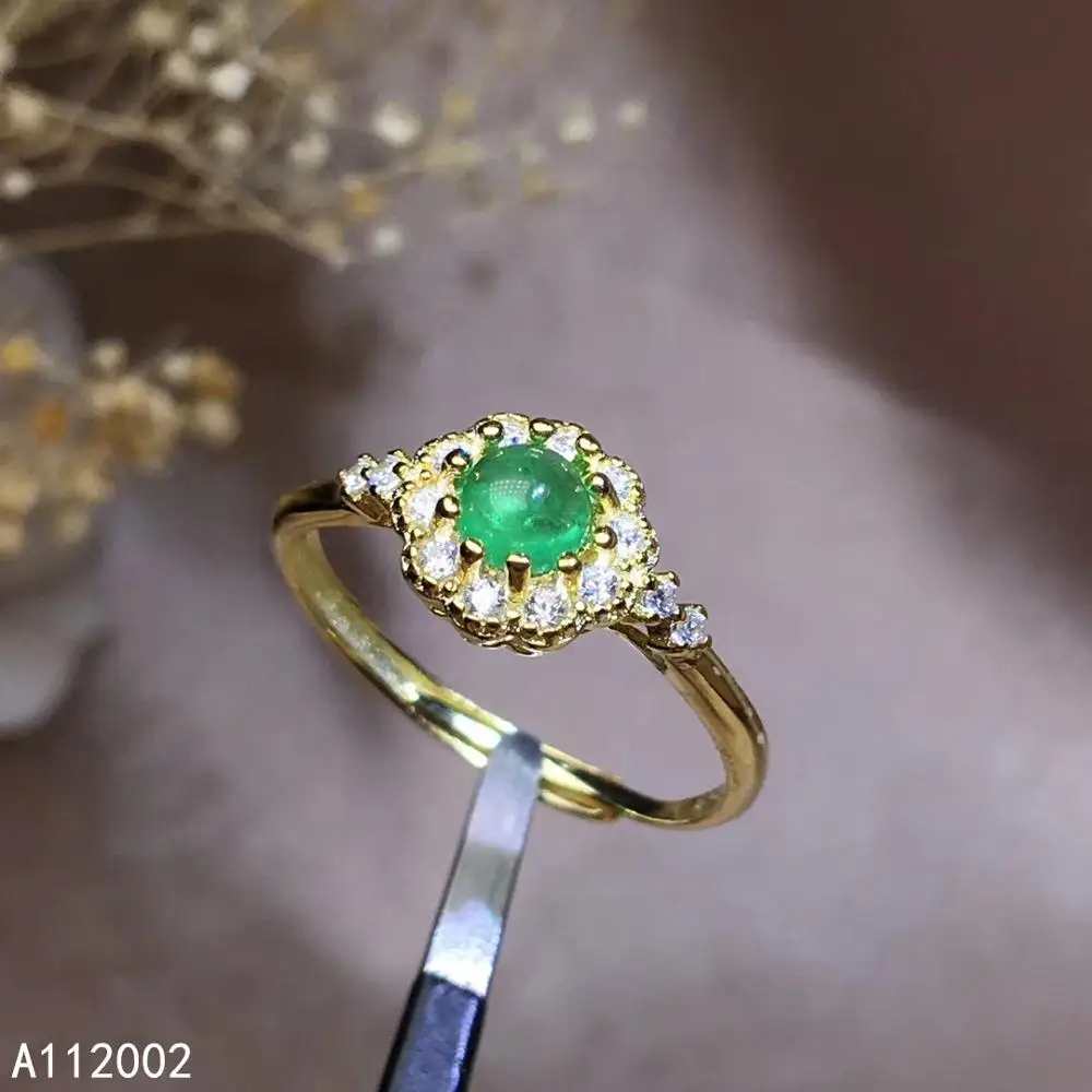 

KJJEAXCMY fine jewelry natural Emerald 925 sterling silver new adjustable gemstone women ring support test trendy beautiful