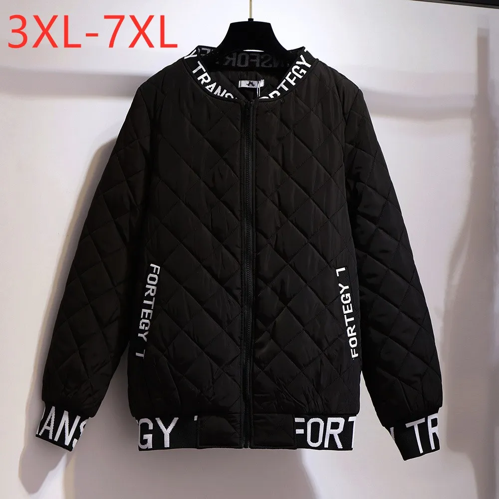 2021 Autumn Winter Plus Size Women Clothing Wadded Jacket Large Loose Long Sleeve Black Thick Keep Warm Coat 3XL 4XL 5XL 6XL 7XL