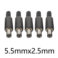 5/10Pcs 5.5X2.5 mm DC Power Plug Jack Connector Black Plastic Cover 5.5*2.5mm DC Male Wire Terminals Adapter