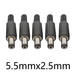 5/10Pcs 5.5X2.5 mm DC Power Plug Jack Connector Black Plastic Cover 5.5*2.5mm DC Male Wire Terminals Adapter