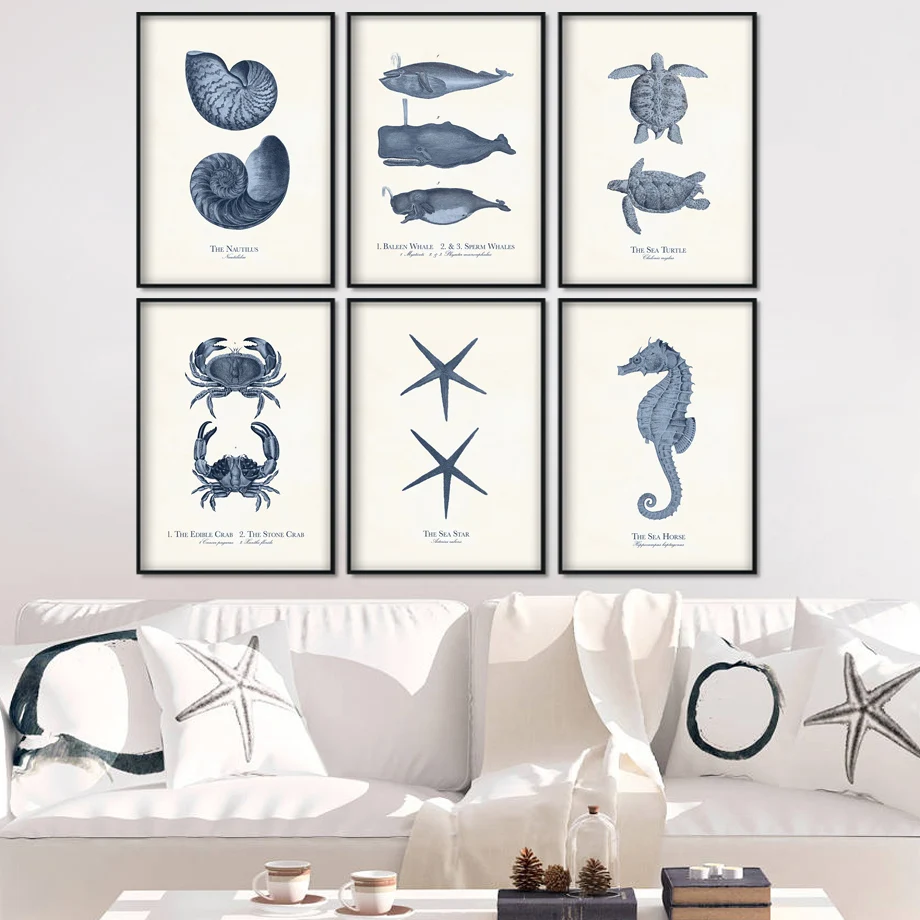 

Fossil Fish Turtle Snail Star Tree Vintage Wall Art Canvas Painting Nordic Posters And Print Wall Pictures For Living Room Decor