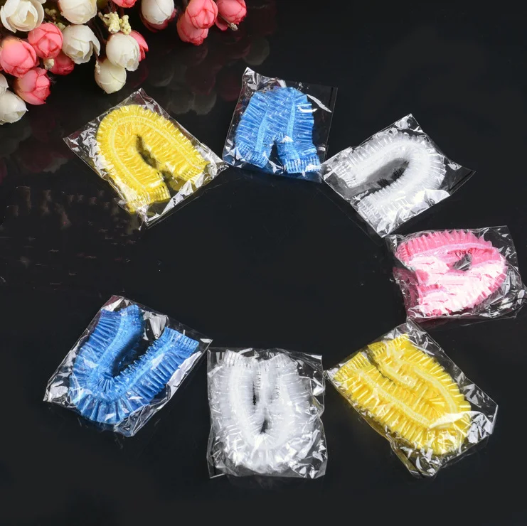 100pcs/lot Disposable Shower Caps Hat Clear Spa Hair Salon Hotel One-Off Bathing Elastic Shower Cap Bathroom Products Bath Caps