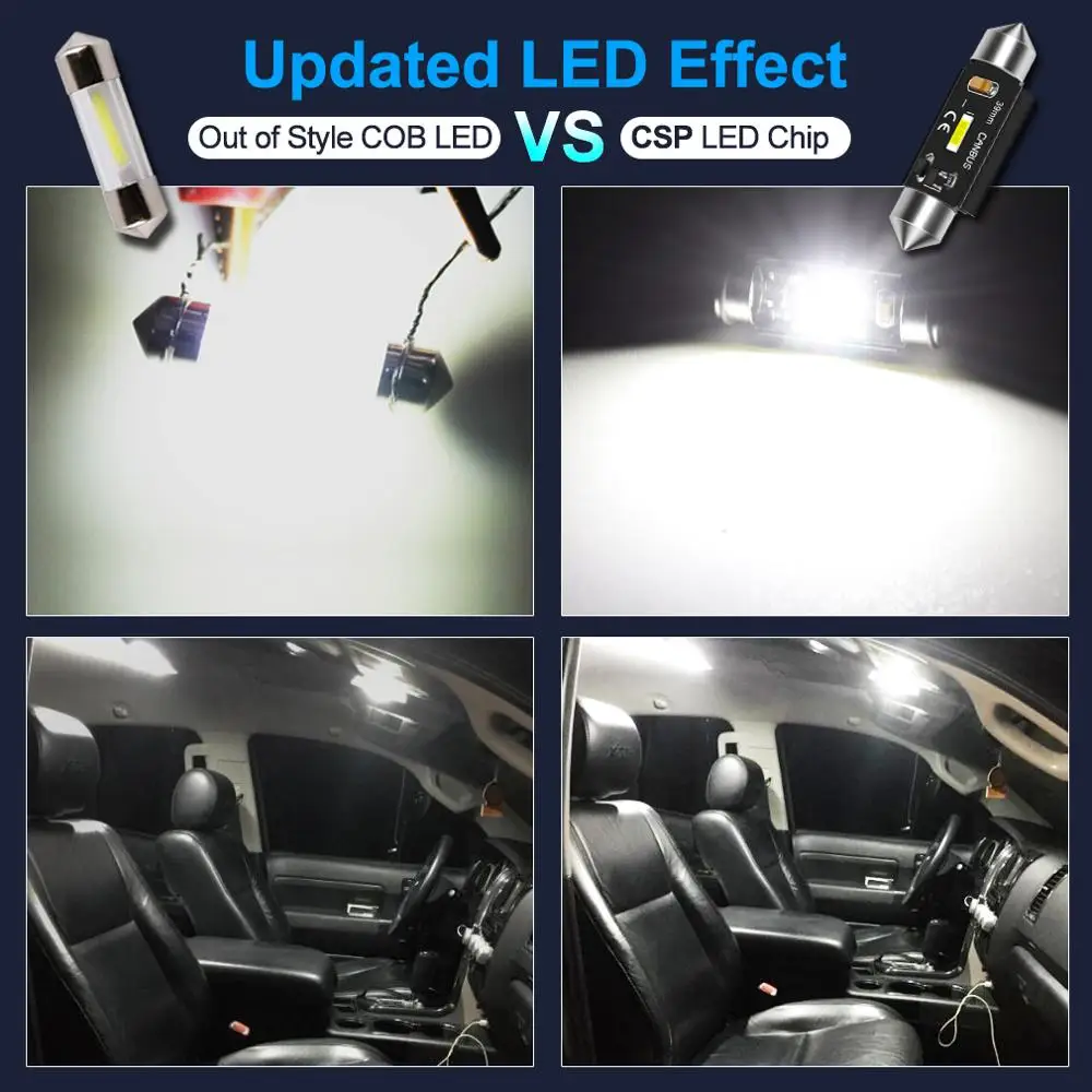 Ampoule Led CSP CSP, puces Canbus C5W C10W, 31mm 36mm 39mm 41mm, lumière de voiture, éclairage intérieur dôme de lecture, blanc pur 6000K, 1 pièce