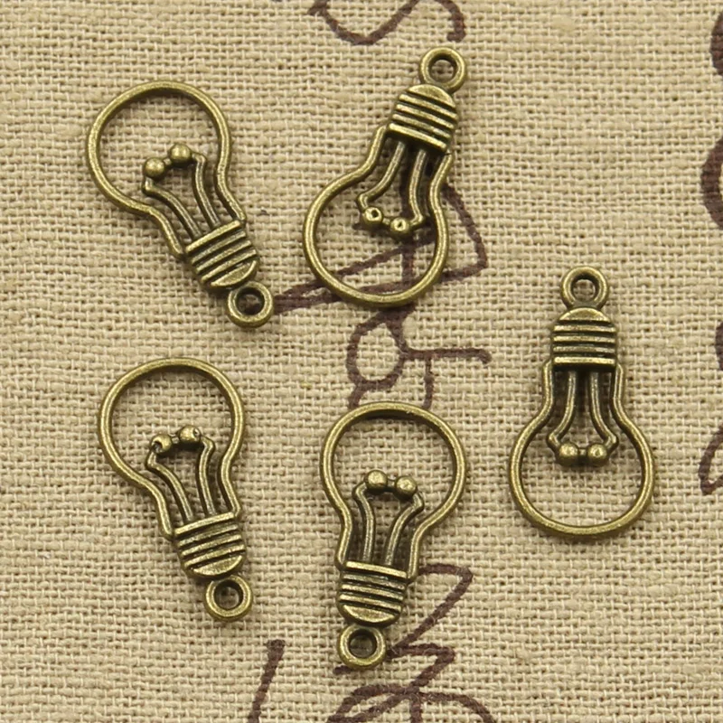 50pcs Charms Light Bulb 21x11mm Antique Bronze Silver Color Pendants DIY Crafts Making Findings Handmade Tibetan Jewelry