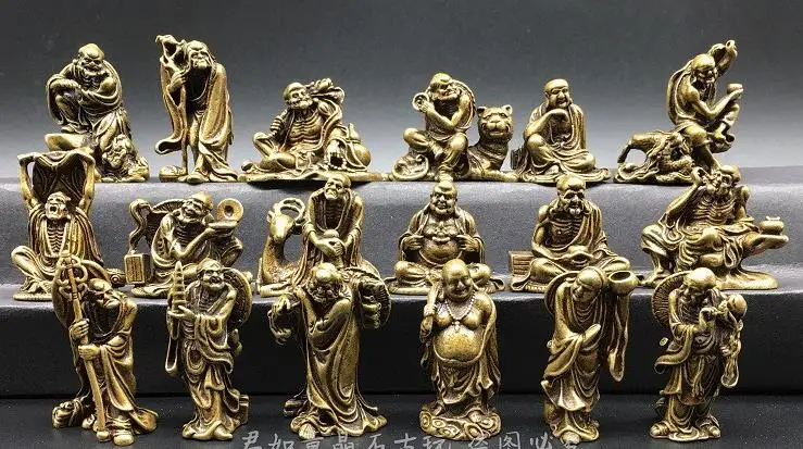 Collectable Qing Dynasty copper Eighteen Arhats statue ,18 pieces/set