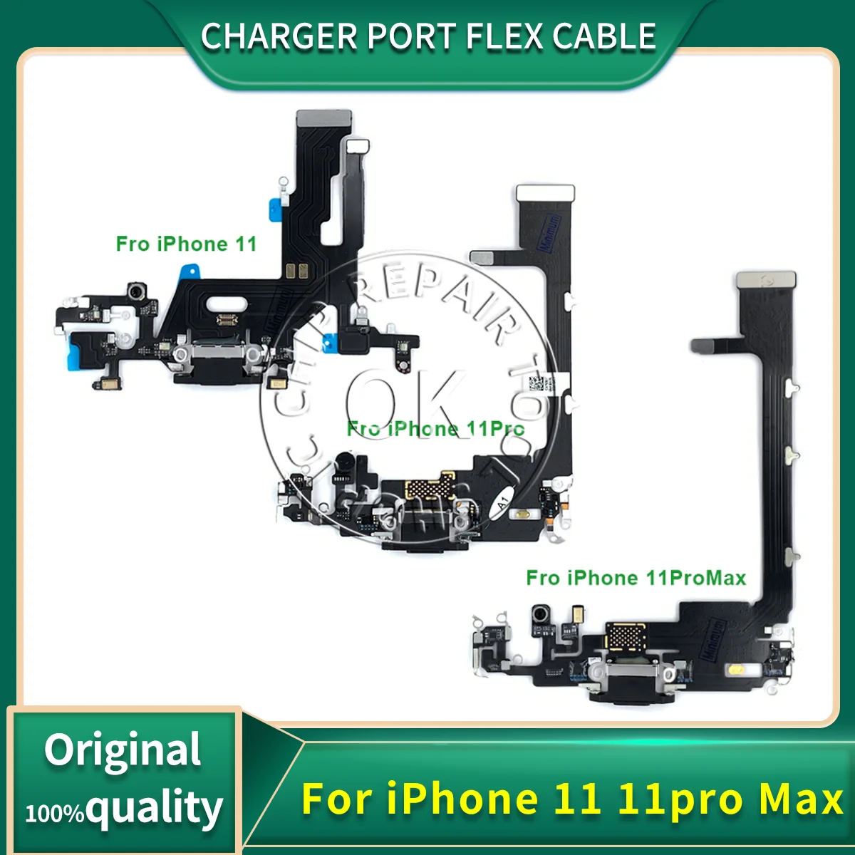 ORIGINAL USB Charger Port Flex Cable For iPhone 11 11pro Max Dock Charging Connector With Microphone IC Ribbon Replacement