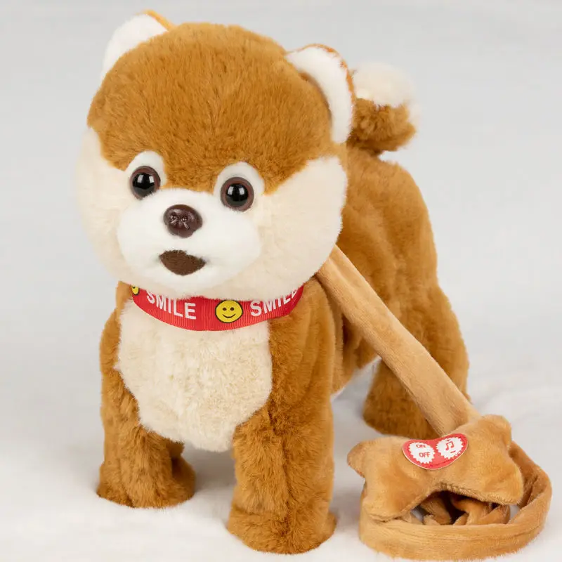 Brinquedo do cão robô controle de som interativo cão eletrônico pelúcia filhote de cachorro cantar canção brinquedos para animais de estimação caminhada casca música trela teddy para crianças