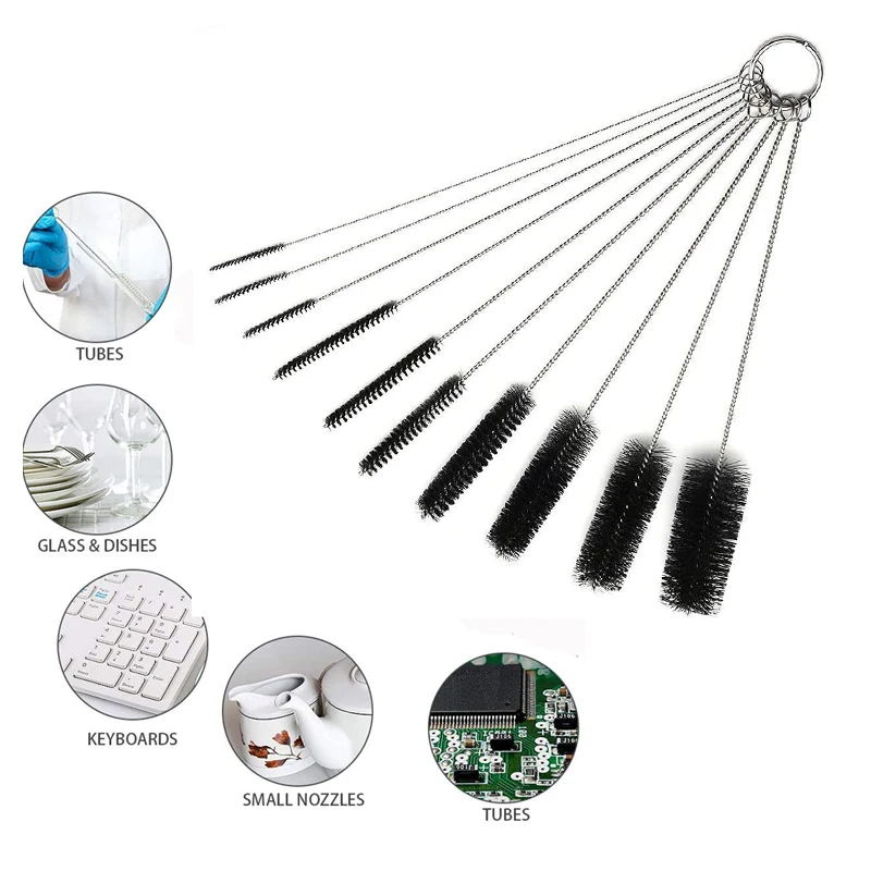 10Pcs/set Nylon Brush Multi-Functional Tools Cleaning Brush Drink Straws Sewing Machines Paint Spray Guns Cleaning Brush