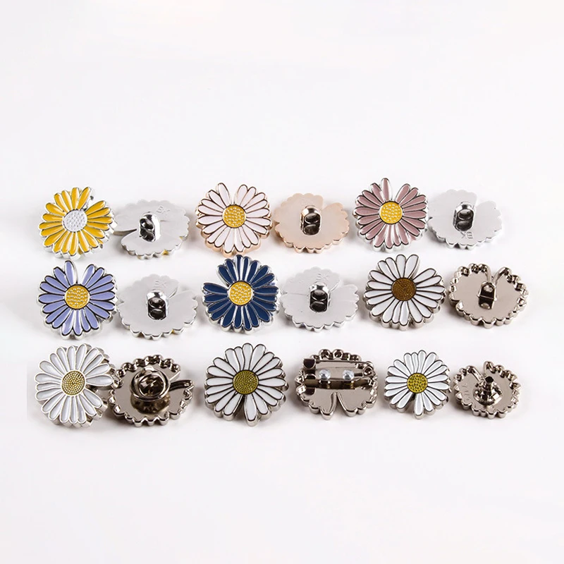 25mm Small Daisy-Shaped Buttons Sun Flower Buttons Resin Metarl Button For Clothing Coat Sweater Accessories DIY