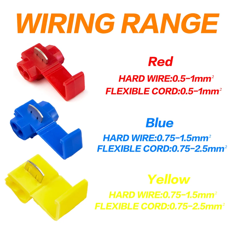 Scotch Lock Electric Wire Cable Connectors Quick Splice Terminals Crimp Non Destructive Without Breaking Line AWG 22-18