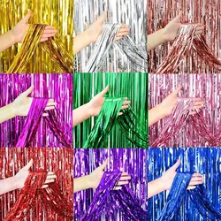 2M Party Backdrop Glitter Rose Gold Tinsel Fringe Foil Curtain Kids Adult Birthday Party Wedding Decoration Supplies Baby Shower