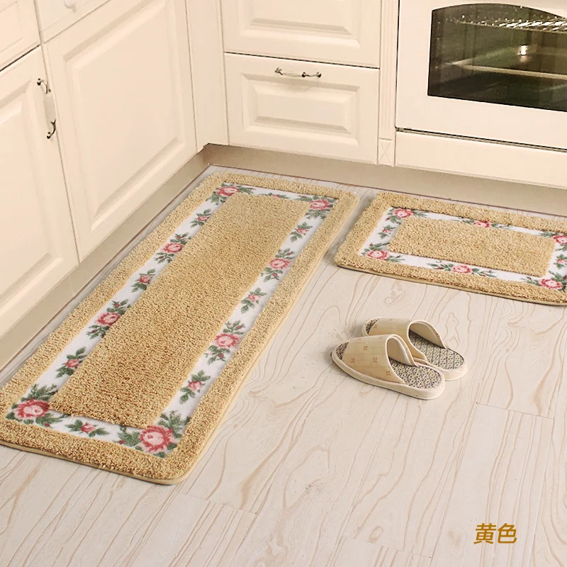 Pastoral Flower Kitchen Mat Home Porch/Hallway Soft Carpet Door Kitchen Mat Anti-Slip Bathroom Carpet Bedroom Bedside Rug Tapete