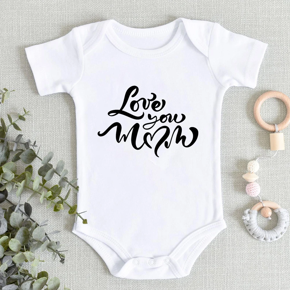 I LOVE YOU MOM Newborn Baby Girl Boy Clothes Aesthetic Fashion Harajuku Toddler Jumpsuits Soft Comfy Home Casual Ropa De Debe