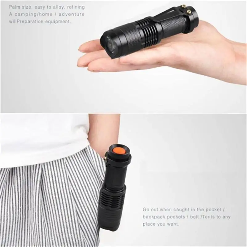 TMWT Portable Mini Adjustable SK68 Red Light Flashlight Red Hunting Tactical Torch Zoom Torch for hotel camera detector