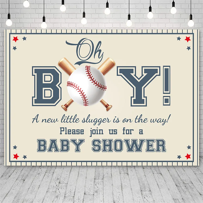 Mehofond Baby Shower Oh Boy Backdrop Sports Baseball Player Bat Photography Background Props Photozone Banner Photo Wallpaper