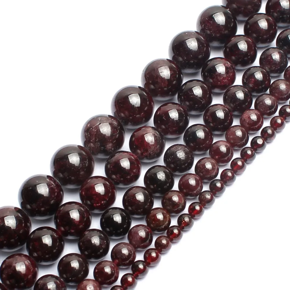 Wholesale Natural Stone Beads Dark Red Garnets Round Loose Beads For Jewelry Making DIY Bracelet 15\