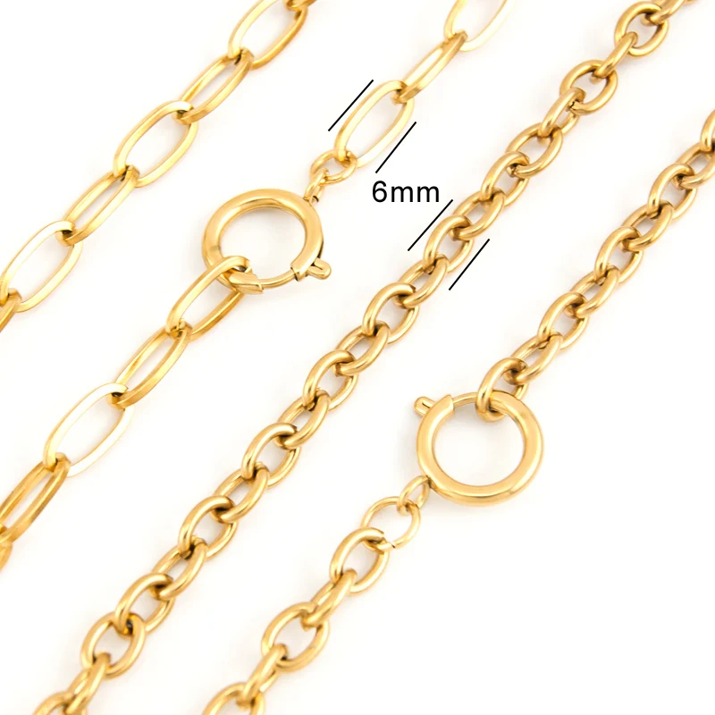 Stainless Steel Jewelry Sets for Women Men Women\'s Neck Chain Spring Clasp Cable Chunky Link Necklace Hip Hop Jewelry