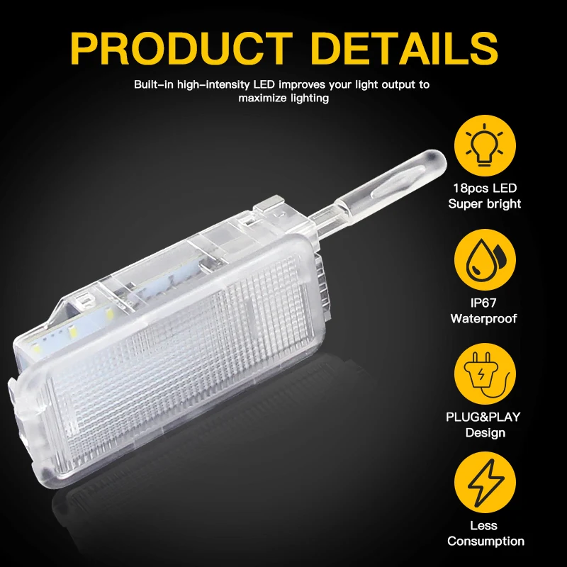 1Pcs Led Luggage Trunk Interior Light Glove Box Lamp for Peugeot 1007 206 306 307 308 406 407 607 806 807 3008 5008