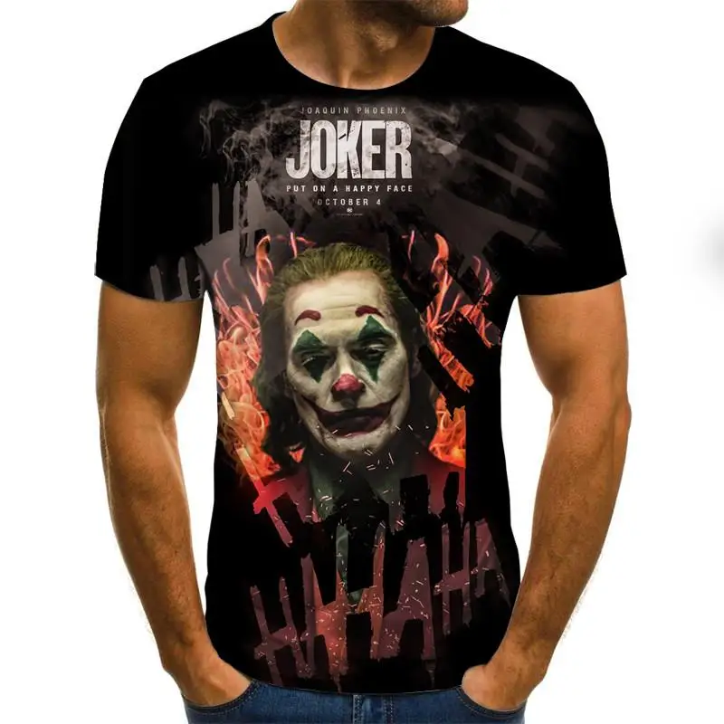 Hot Sale Clown T Shirt Men/Women Joker Face 3D Printed Terror Short Sleeves Fashion Round Neck T-shirts Size XXS-6XL